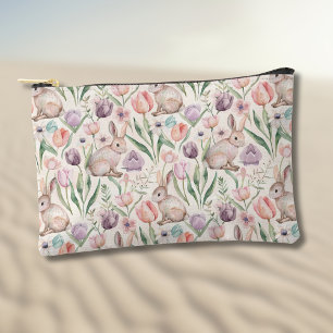 Süßes graues Kaninchen mit bunten Tulpen Zubehörtasche