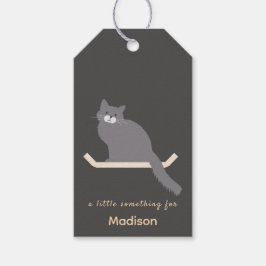 Süßes graues Katzen-Geschenk-Tag mit Katzenmöbel-D Geschenkanhänger