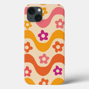 Süßes, grooviges Blumenmuster auf retro Wellen Case-Mate iPhone Hülle
