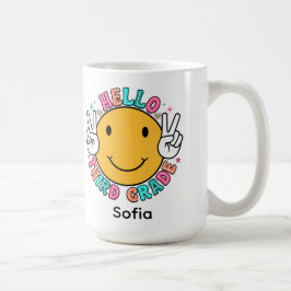 Süßes Groovy Smiley Gesicht Hallo Dritte Klasse Zu Kaffeetasse