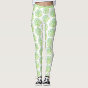 Süßes grün-goldenes Mandala-Muster elegant hübsch Leggings