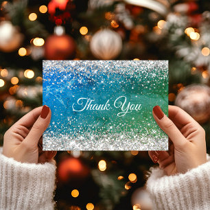 Süßes grünes blaues falsches Gold Glitter Monogram Dankeskarte