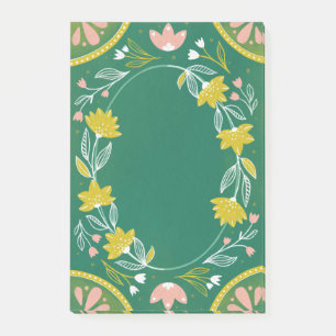 Süßes grünes Blumenmuster. Botanisches Grün Post-it Klebezettel