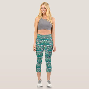 Süßes grünes Design Azteken-Muster Design Capri Leggings