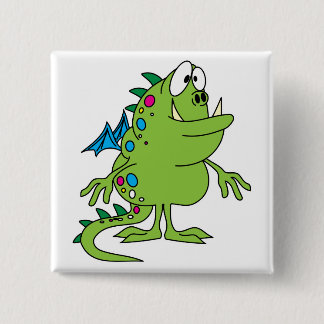süßes grünes Drachenmonster Button