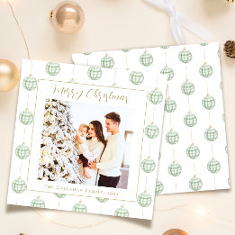 Süßes grünes Gingham-Karo-Foto-Weihnachten Feiertagskarte