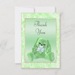 Süßes grünes Häschen Baby Shower Dankeschön Dankeskarte