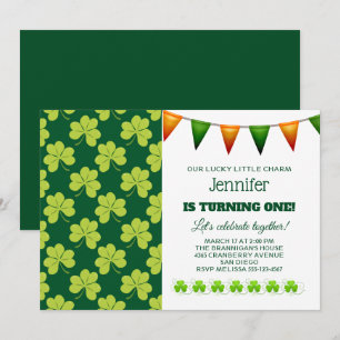 Süßes grünes Kleeblatt-Shamrock-Muster Geburtstag Einladung