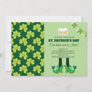 Süßes grünes Kleeblattmuster St. Patrick's Day Einladung