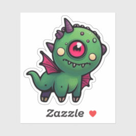 Süßes grünes Zyklopen-Monster - Kawaii-Drachen-Bie Aufkleber