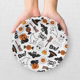 Süßes Gruseliges Halloween Schwarz und Orange Pappteller