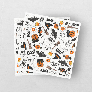 Süßes Gruseliges Halloween Schwarz und Orange Serviette