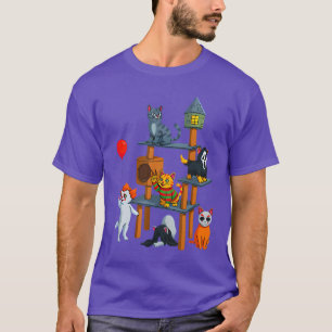 Süßes Gruseliges Katze Horrorfilm-Design für Hallo T-Shirt
