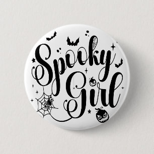 Süßes gruseliges Mädchen Halloween Kürbis Geist Sp Button