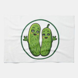 Süßes Gurken-Pärchen Lustige Kawaii-Gurken  Geschirrtuch