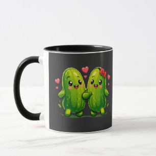 Süßes Gurken-Pärchen Lustige Kawaii-Gurken Tasse