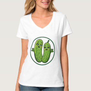 Süßes Gurken-Pärchen Lustiges Kawaii-Gurken-T-Shir T-Shirt