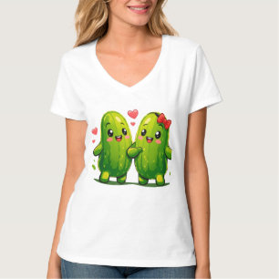 Süßes Gurken-Pärchen Lustiges Kawaii-Gurken-T-Shir T-Shirt