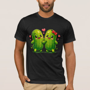 Süßes Gurken-Pärchen Lustiges Kawaii-Gurken-T-Shir T-Shirt