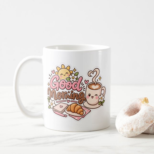 Süßes Guten Morgen Kaffeetassendesign  Kaffeetasse (Mit Donut)