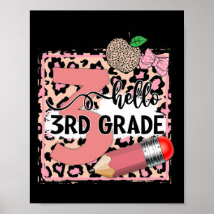 Süßes Hallo 3. Klasse Rosa Leopard Zurück zur Schu Poster
