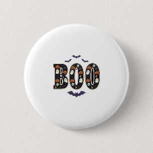 Süßes Halloween Boo Geist Kürbis Design Button