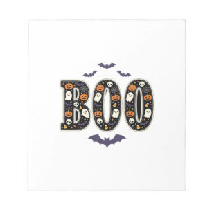 Süßes Halloween Boo Geist Kürbis Design Notizblock