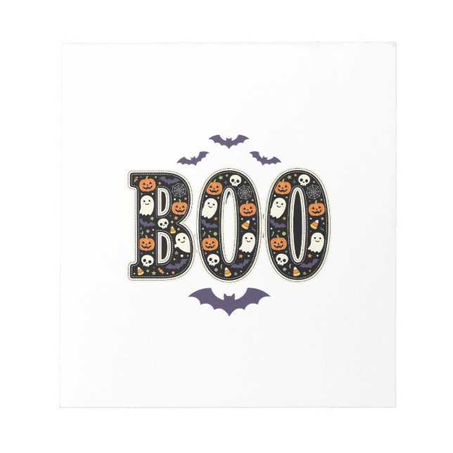 Süßes Halloween Boo Geist Kürbis Design Notizblock (Vorderseite)