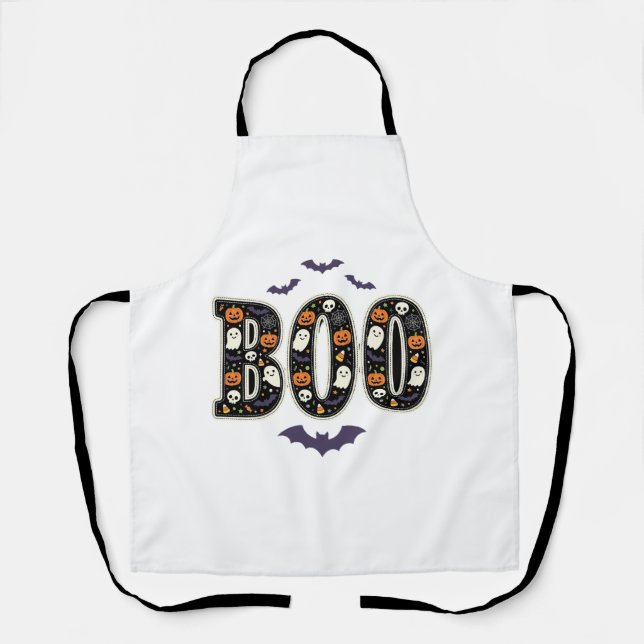 Süßes Halloween Boo Geist Kürbis Design Schürze (Vorderseite)