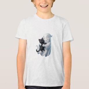 Süßes Halloween-Design mit Geist, der schwarze Kat Tri-Blend Shirt