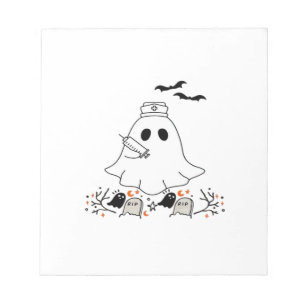 Süßes Halloween-Design mit Krankenschwester-Geist  Notizblock