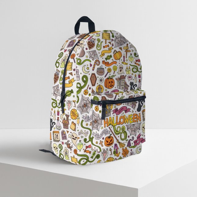 Süßes Halloween-Doodle-Muster Bedruckter Rucksack (Von Creator hochgeladen)