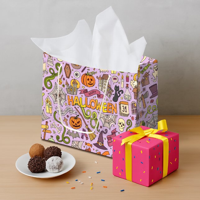 Süßes Halloween-Doodle-Muster Große Geschenktüte (Von Creator hochgeladen)