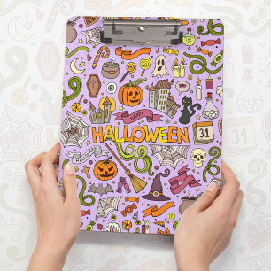 Süßes Halloween-Doodle-Muster Klemmbrett