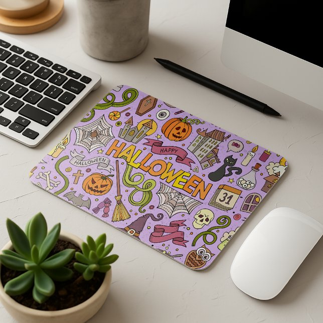 Süßes Halloween-Doodle-Muster Mousepad (Von Creator hochgeladen)