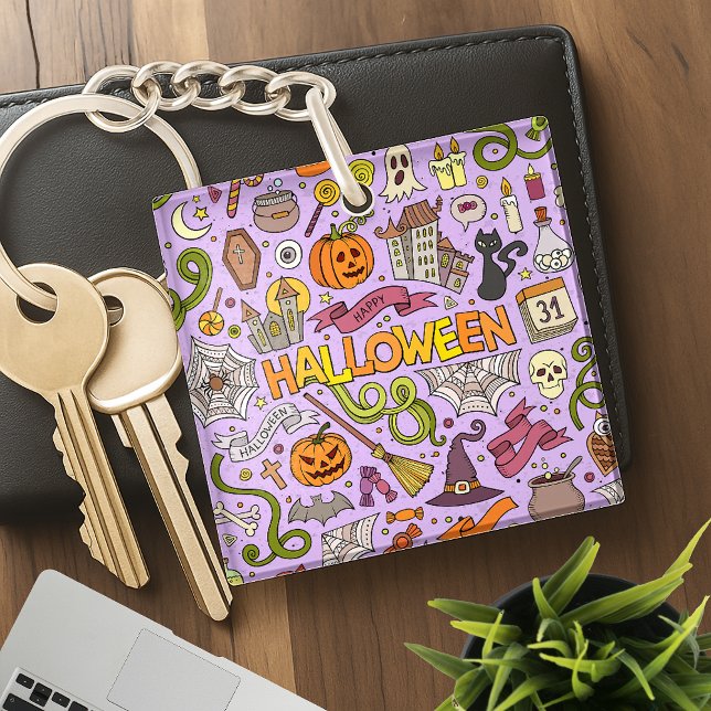 Süßes Halloween-Doodle-Muster Schlüsselanhänger (Von Creator hochgeladen)