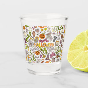 Süßes Halloween-Doodle-Muster Schnapsglas