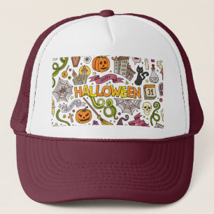 Süßes Halloween-Doodle-Muster Truckerkappe