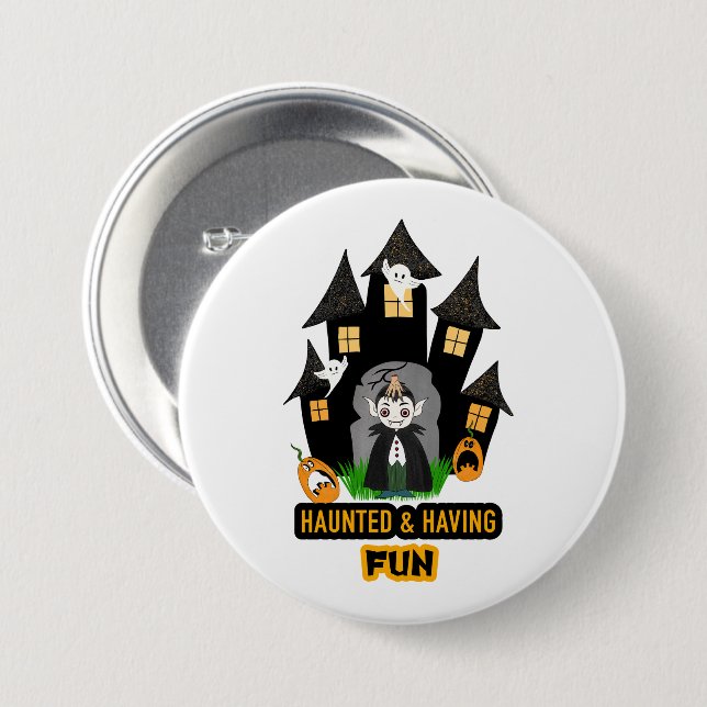 Süßes Halloween-Dracula-Schloss Button (Vorne & Hinten)
