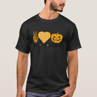 Süßes Halloween Frieden Liebe und Gnom Herbst Mädc T-Shirt