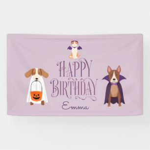 Süßes Halloween-Geburtstagsbanner mit spooky Hund Banner