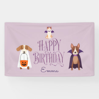 Süßes Halloween-Geburtstagsbanner mit spooky Hund Banner
