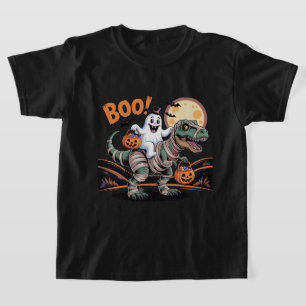 Süßes Halloween, Geist auf Mumien-T-Rex mit Kürbis T-Shirt