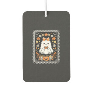 Süßes Halloween-Geist-Kürbis-Blumen-T-Shirt-Design Autolufterfrischer
