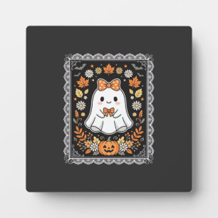 Süßes Halloween-Geist-Kürbis-Blumen-T-Shirt-Design Fotoplatte
