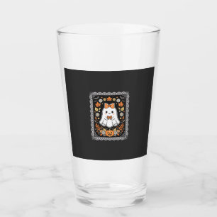 Süßes Halloween-Geist-Kürbis-Blumen-T-Shirt-Design Glas