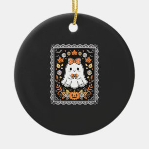 Süßes Halloween-Geist-Kürbis-Blumen-T-Shirt-Design Keramik Ornament