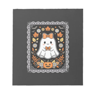 Süßes Halloween-Geist-Kürbis-Blumen-T-Shirt-Design Notizblock
