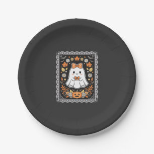 Süßes Halloween-Geist-Kürbis-Blumen-T-Shirt-Design Pappteller