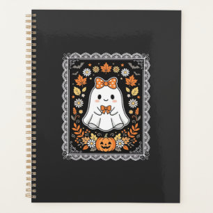Süßes Halloween-Geist-Kürbis-Blumen-T-Shirt-Design Planer